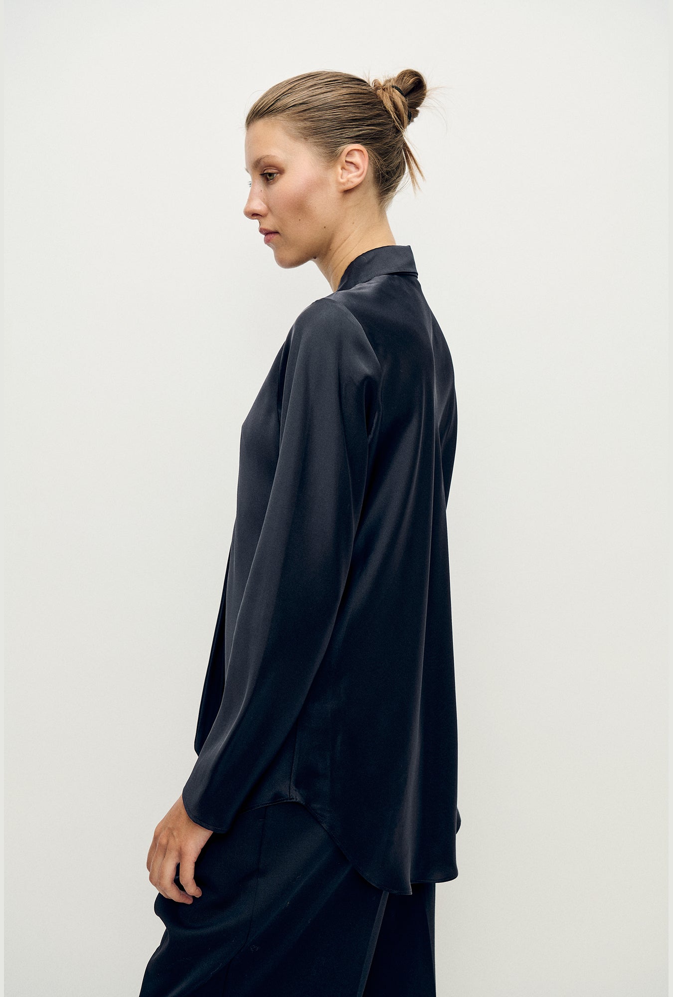 Silk Laundry Bias Cut Shirt (Black)