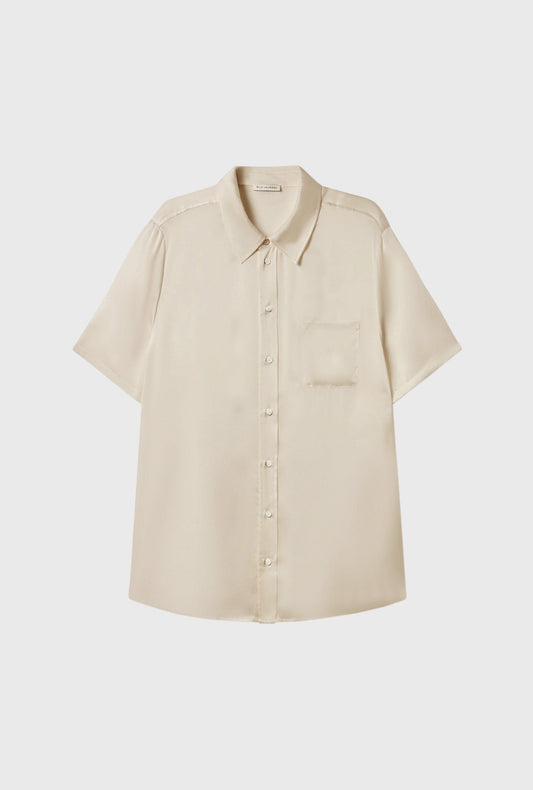 Silk Laundry Short Sleeve Boyfriend Shirt (Hazelnut)