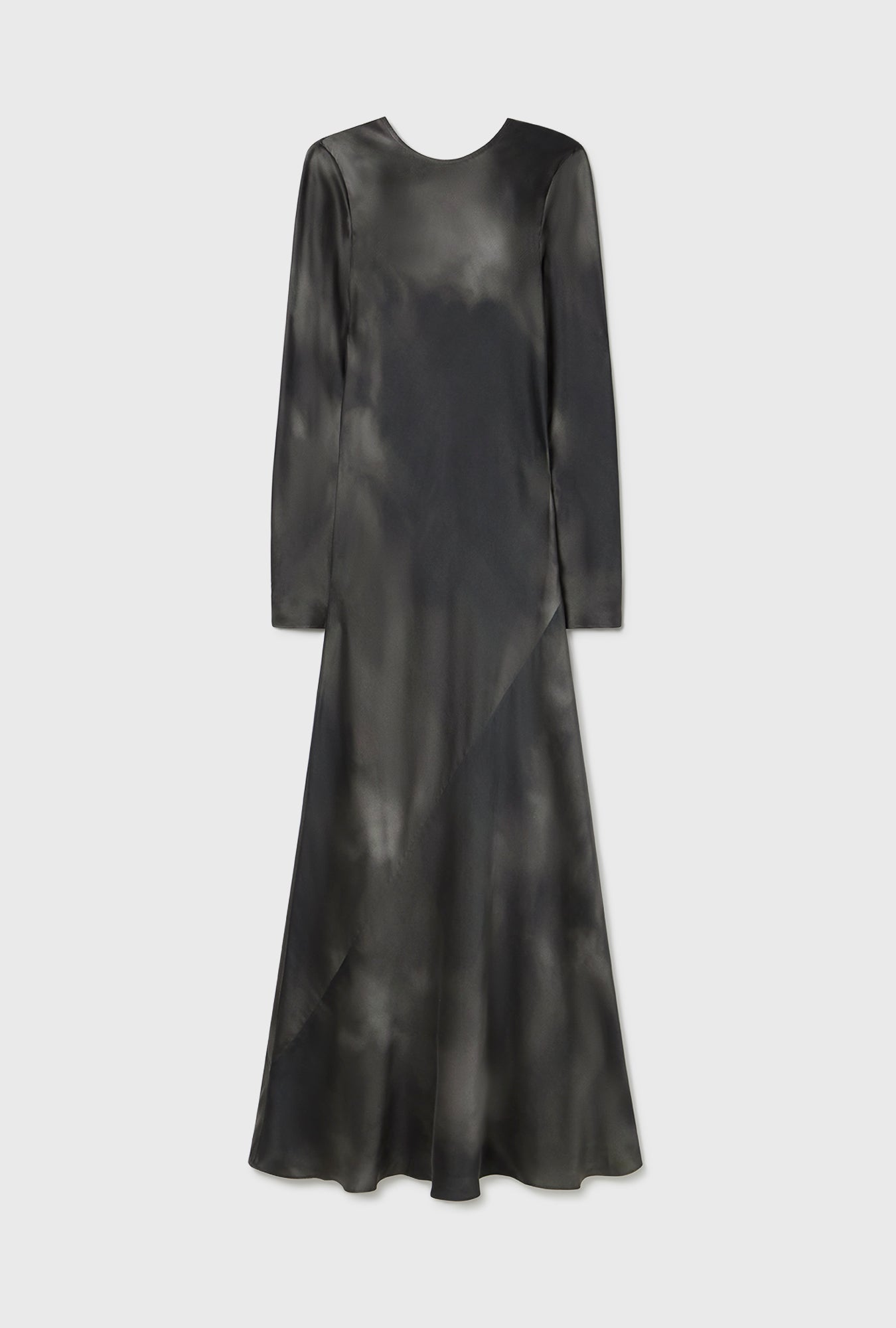 Silk Laundry Full Sleeve Bias Dress (Smoke)