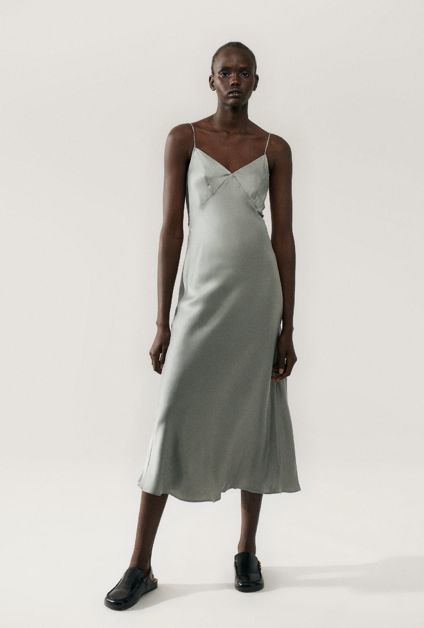 Image of Dresses. Product name - Deco Rouleau Dress Moon in Moon colour by brand - Silk Laundry