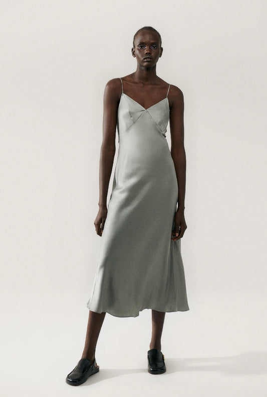 Image of Dresses. Product name - Deco Rouleau Dress Moon in Moon colour by brand - Silk Laundry