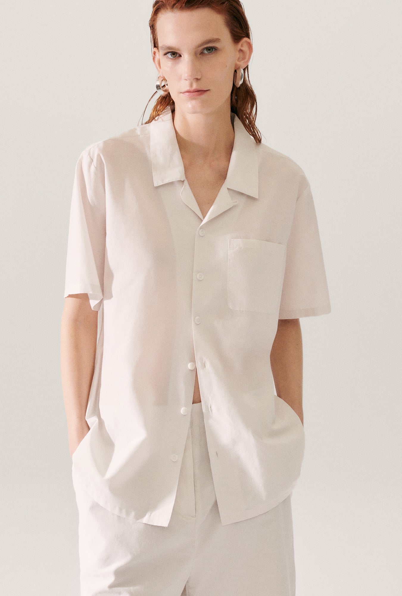 Image of Shirts. Product name - Cotton Silk Camp Shirt Dust in Dust colour by brand - Silk Laundry
