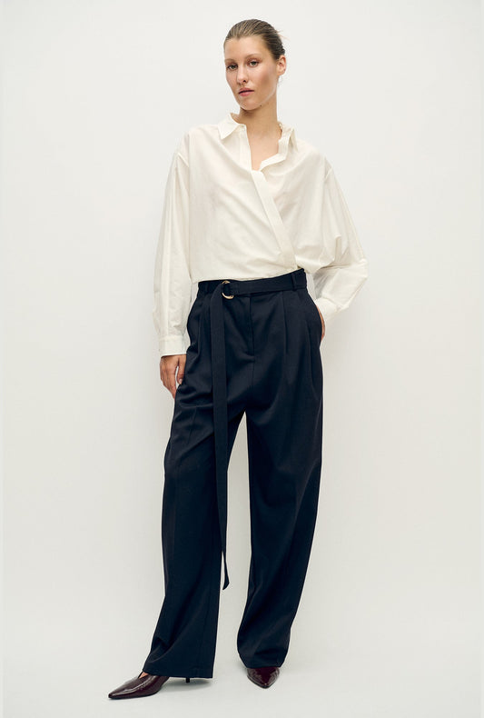 Image of Shirts. Product name - Cotton Silk Crossover Shirt White in White colour by brand - Silk Laundry