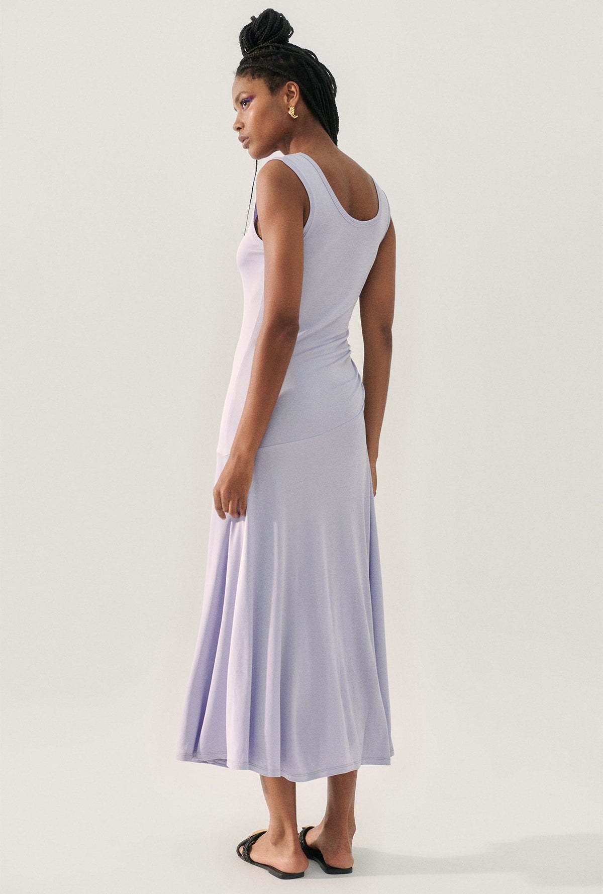 Silk Laundry Jersey Sleeveless Dress (Lavender)