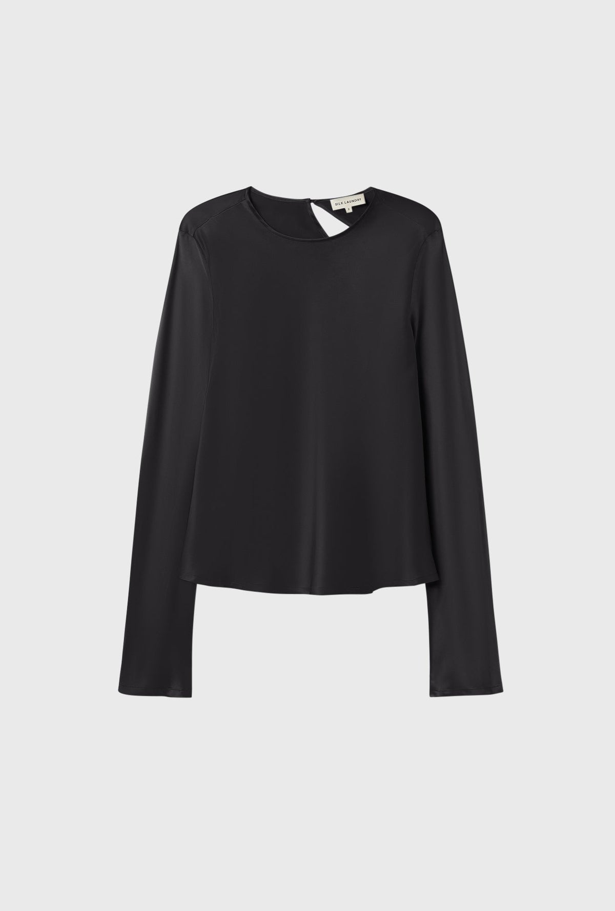 Silk Laundry Long Sleeve Bias Top (Black)