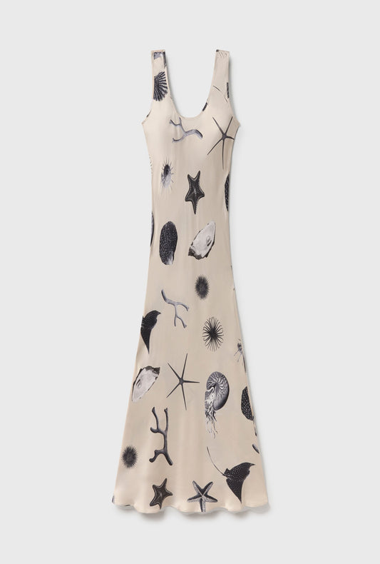 Silk Laundry Scoop Neck Dress (Seashells)