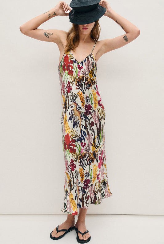 Image of Dresses. Product name - 90s Slip Dress Planktonic in Planktonic colour by brand - Silk Laundry