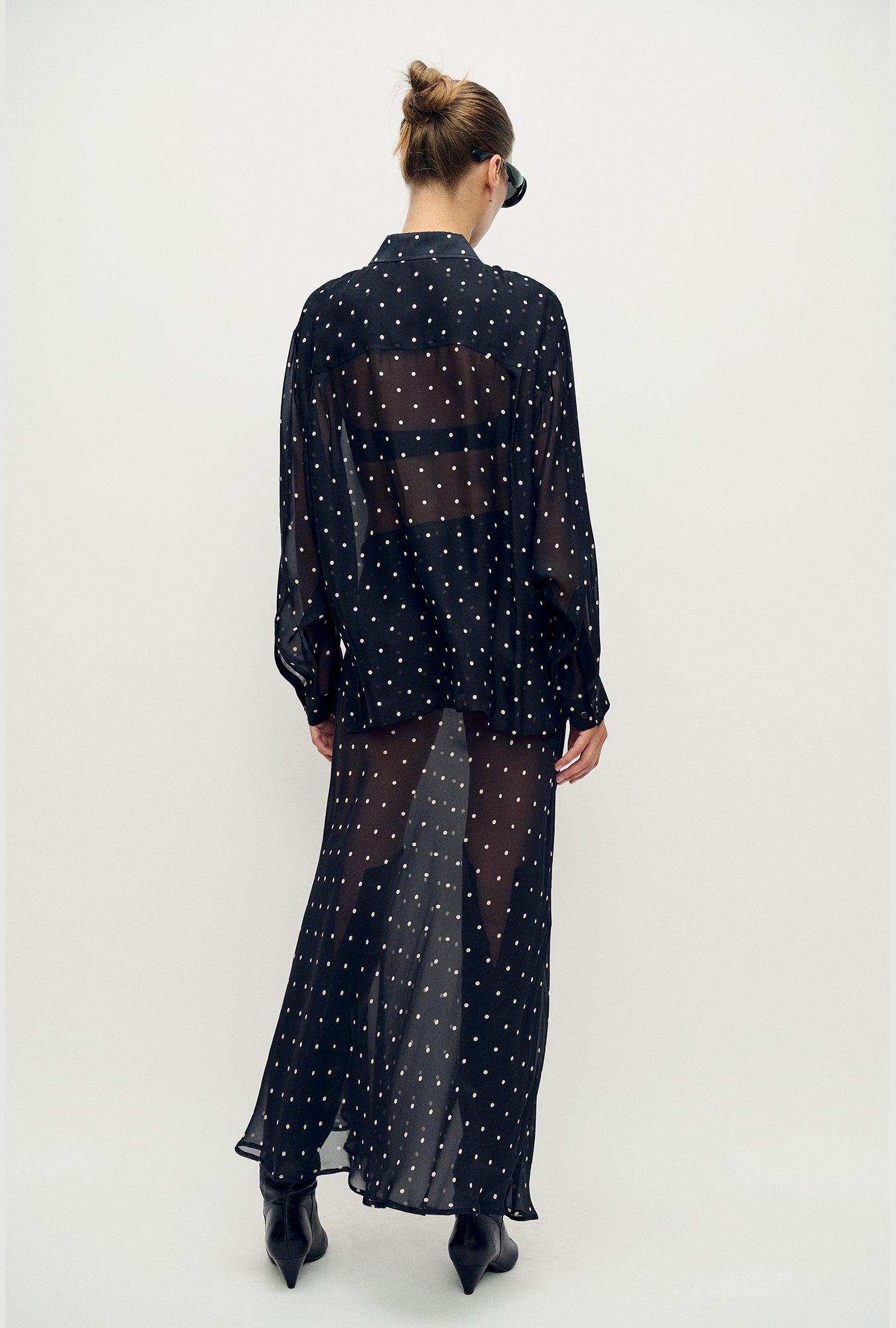Silk Laundry Crossover Shirt (Small Polka Dot)