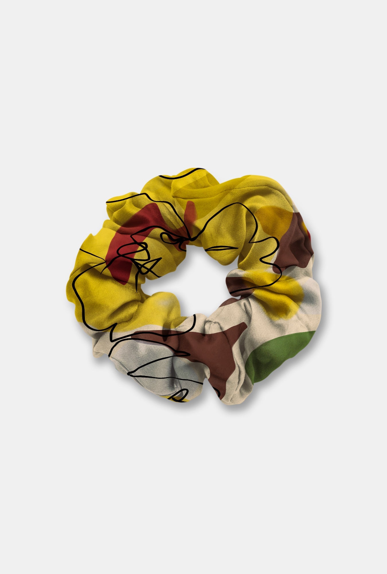 Image of Hair Accessories. Product name - Silk Scrunchie Sunflower Floral in Floral colour by brand - Silk Laundry