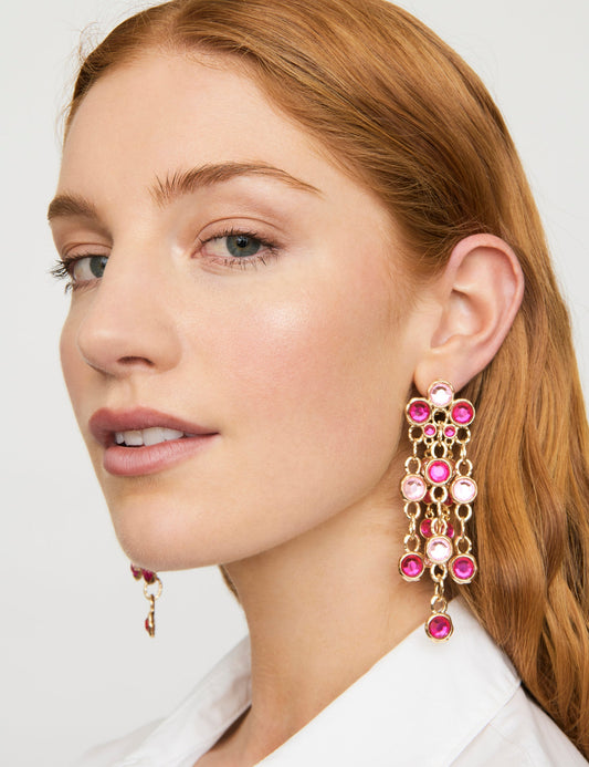 Image of Earrings. Productname: Colette BEJEWELLED DROP EARRINGS in Pink colour by brand - Colette