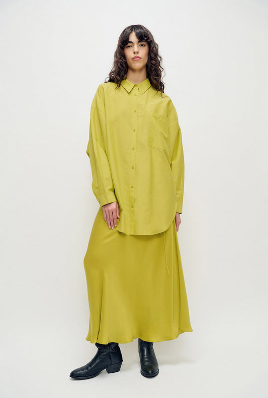 Image of Shirts. Product name - Cotton Silk Round Shirt Limelight in Limelight colour by brand - Silk Laundry