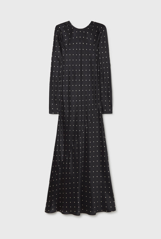 Silk Laundry Full Sleeve Bias Dress (Small Polka Dot)