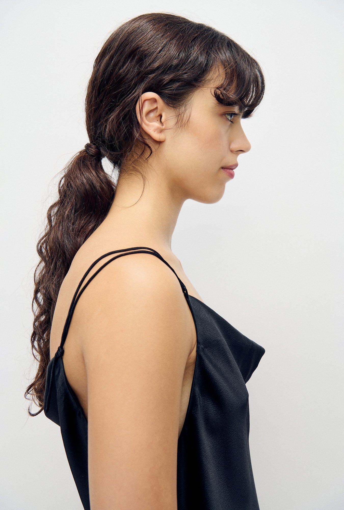 Silk Laundry Hammered Drape Cami (Black)