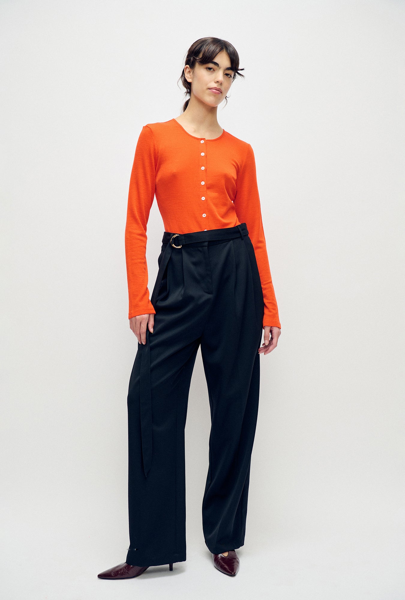 Image of Cardigans. Product name - Merino Cardigan Sunset in Sunset colour by brand - Silk Laundry
