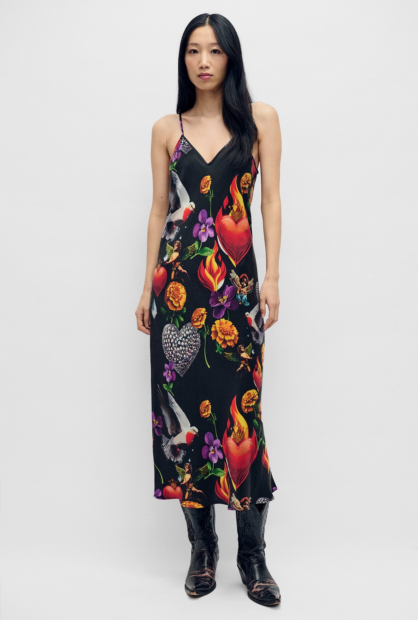 Image of Dresses. Product name - 90s Slip Dress Dearly Beloved Black in Dearly Beloved Black colour by brand - Silk Laundry