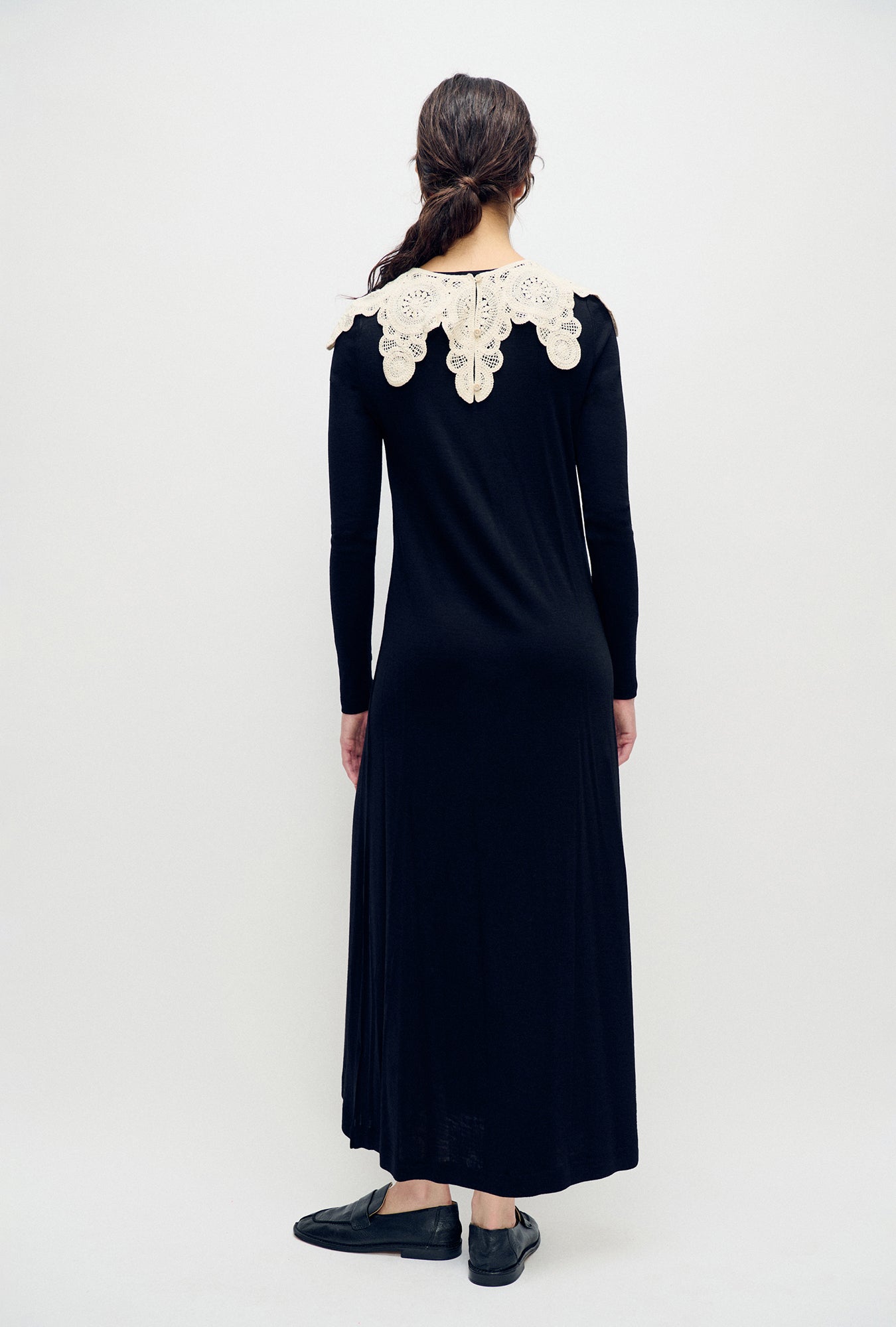Silk Laundry Merino Full Sleeve Dress (Black)