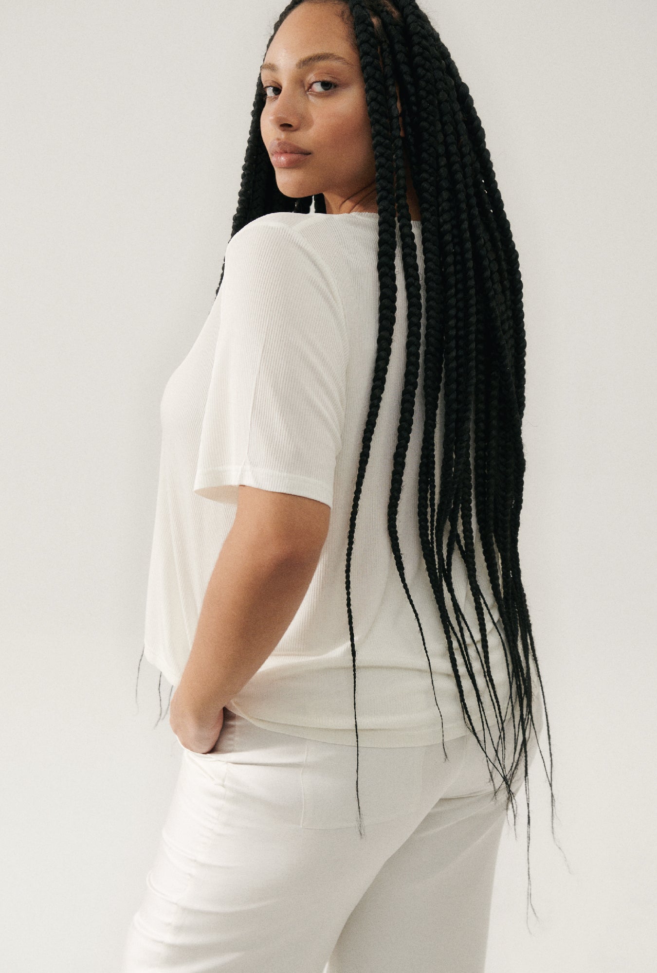 Silk Laundry Ribbed T-Shirt (White)