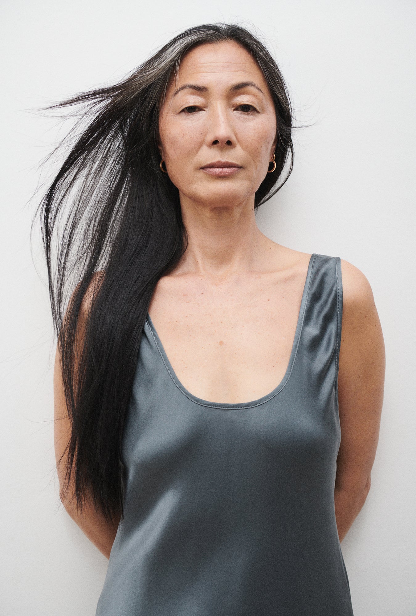 Silk Laundry Scoop Neck Dress (Slate)
