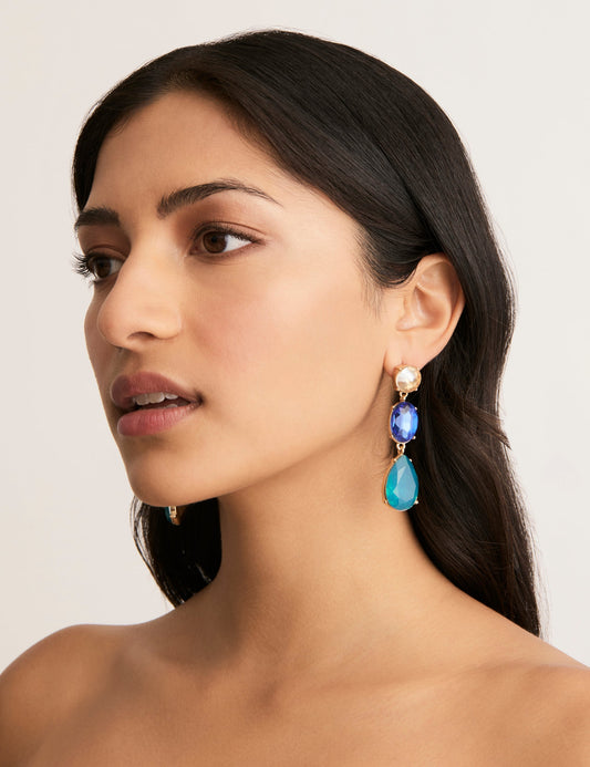 Image of Earrings. Productname: Colette 3 TIER STONE DROP EARRING in Print colour by brand - Colette
