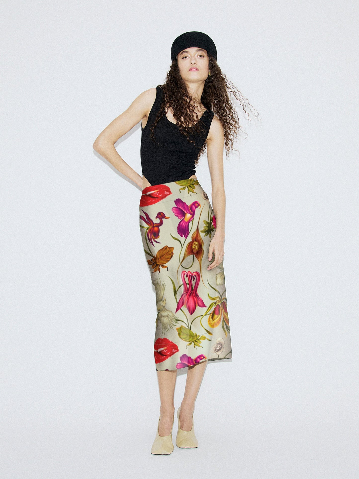 Image of a model wearing Skirts. Product name - Cotton Silk Spectrum Skirt Wonderland in Wonderland colour by brand - Silk Laundry