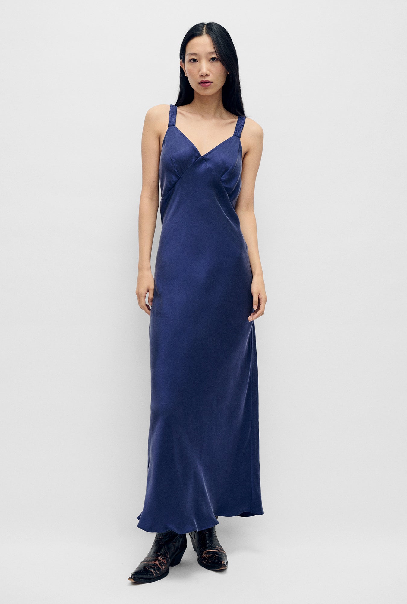 Image of Dresses. Product name - Deco Ruched Dress Purple Rain in Purple Rain colour by brand - Silk Laundry