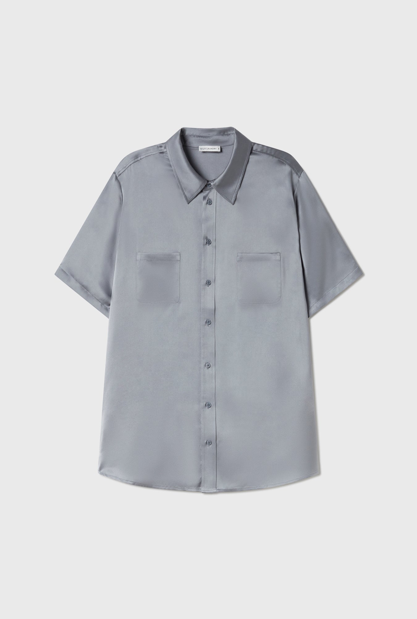 Silk Laundry Short Sleeve Boyfriend Shirt (Storm)