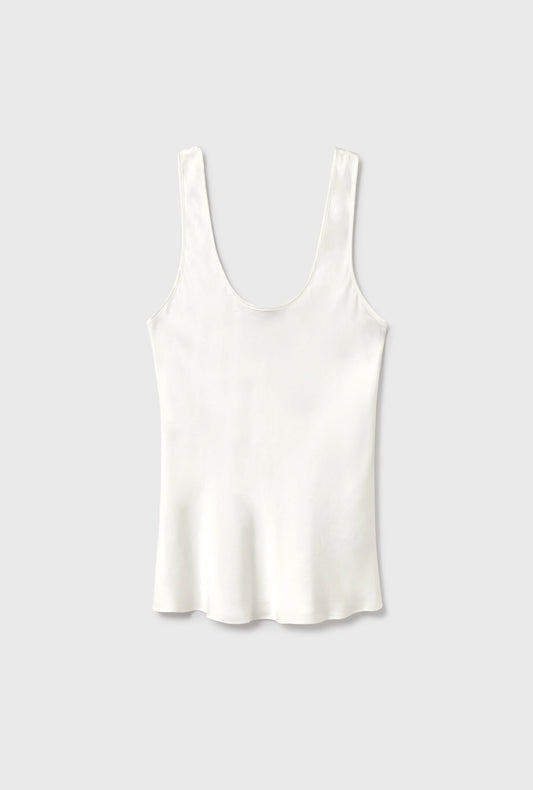 Silk Laundry Scoop Neck Tank (White)