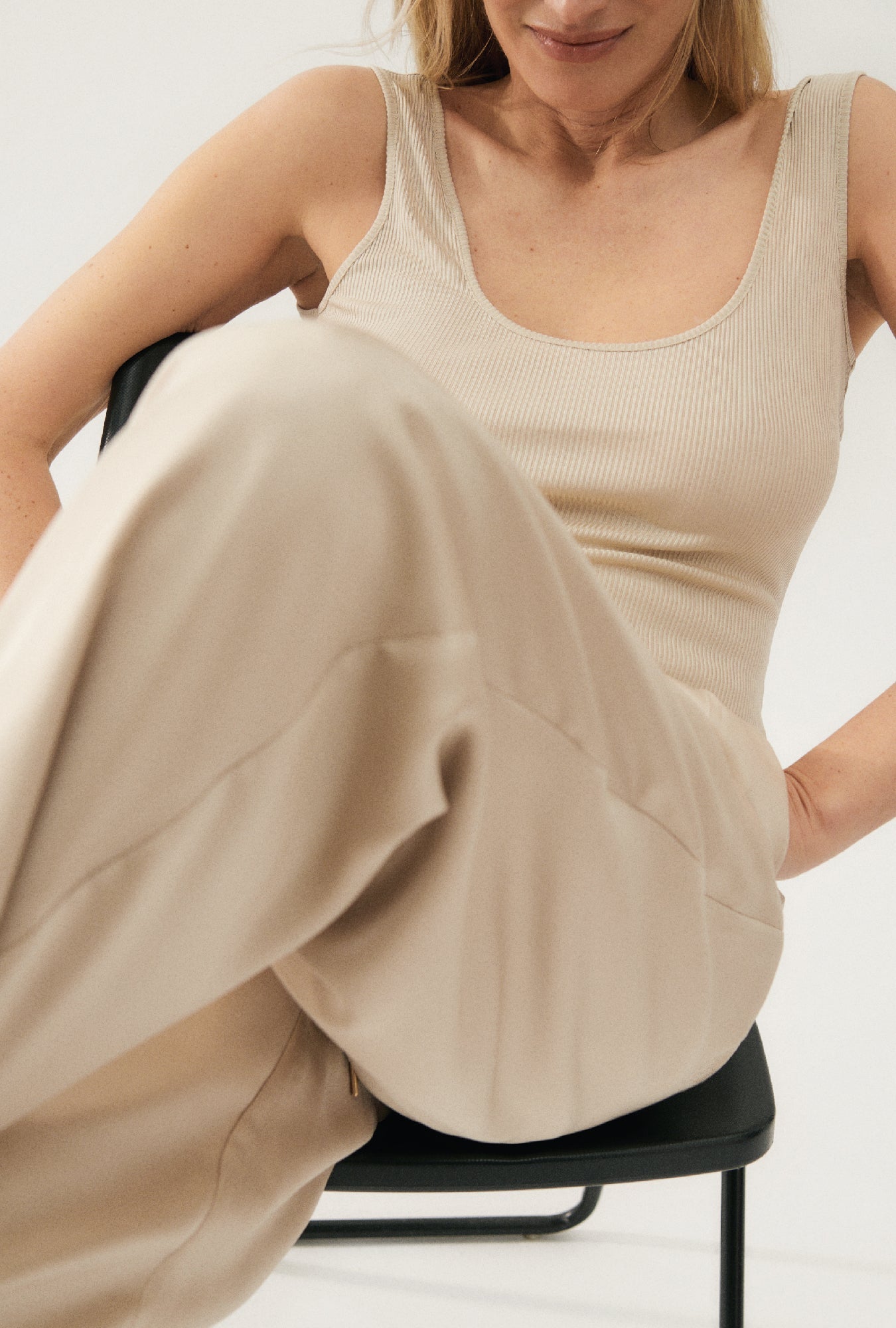 Silk Laundry Ribbed Tank (Hazelnut)