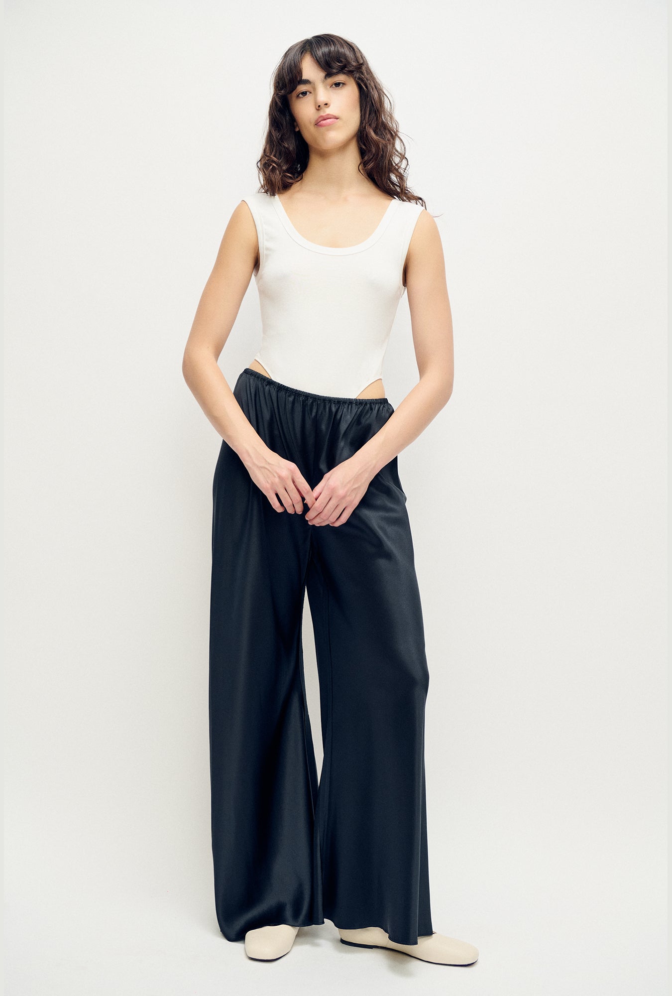 Silk Laundry Cutaway Bodysuit (White)