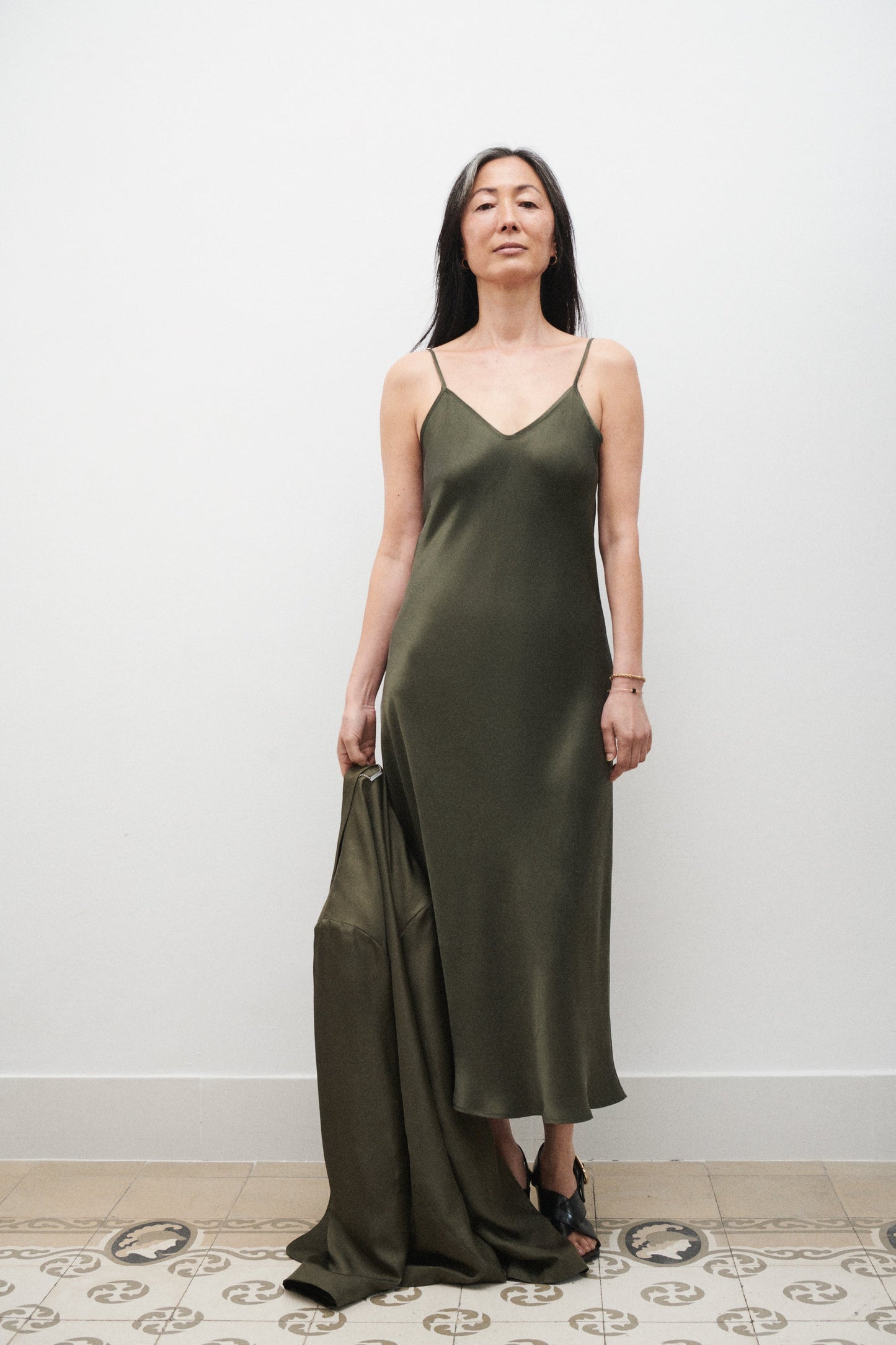 Silk Laundry 90s Slip Dress (Pine)