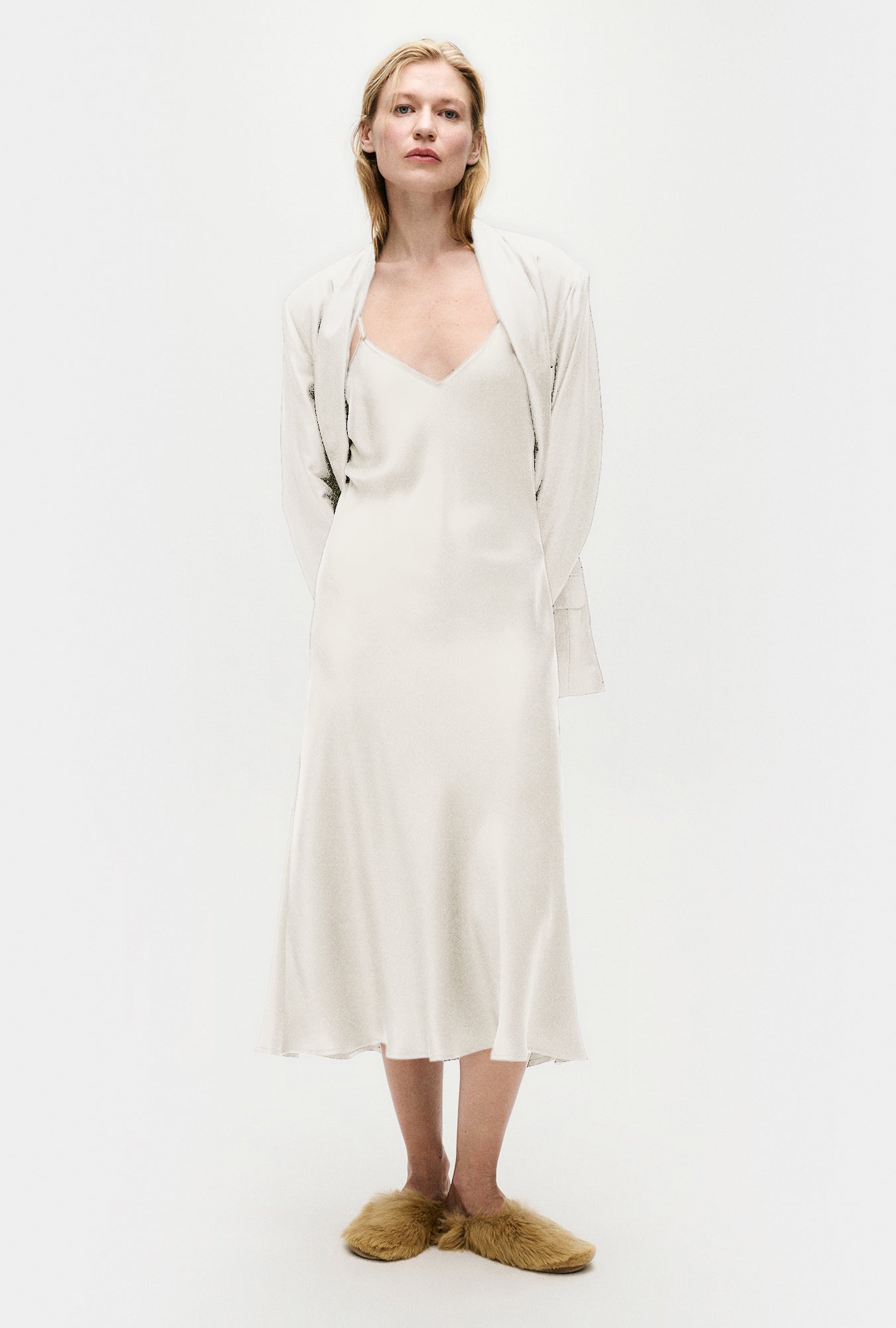 Image of Dresses. Product name - 90s Slip Dress White in White colour by brand - Silk Laundry