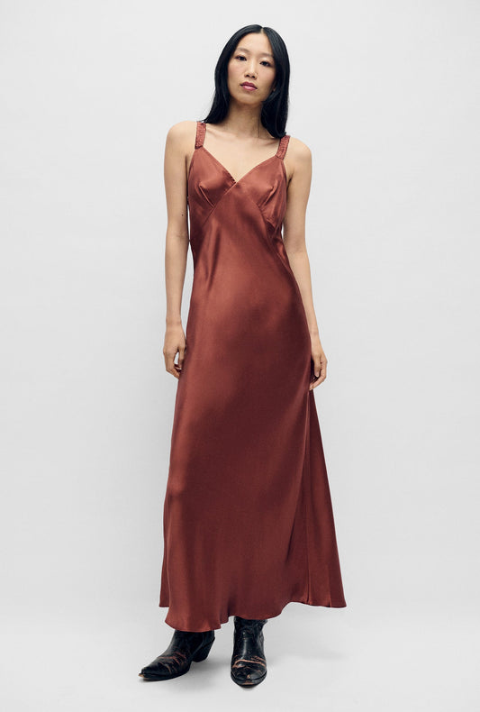 Image of Dresses. Productname: Deco Ruched Dress Canyon in Canyon colour by brand - Silk Laundry