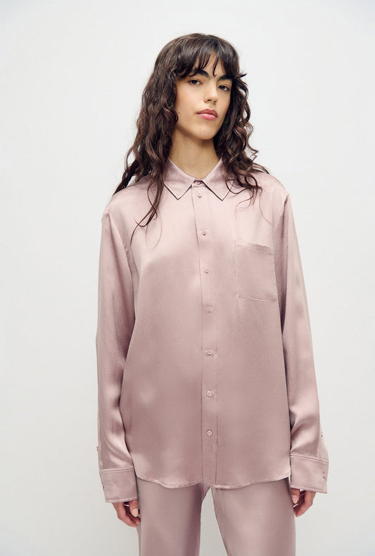 Image of Shirts. Product name - Hammered Boyfriend Shirt Lasso in Lasso colour by brand - Silk Laundry