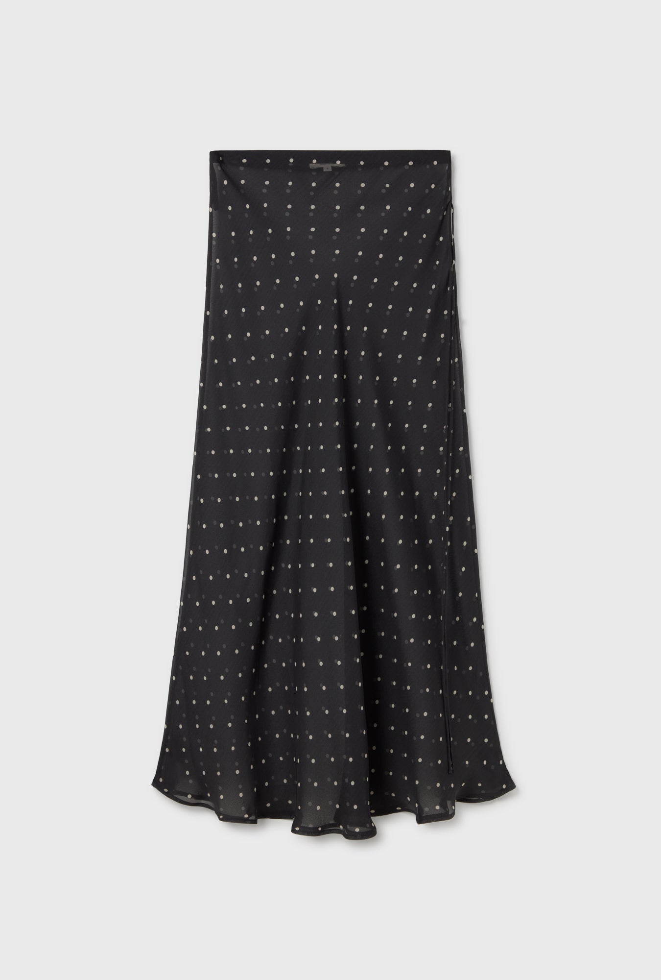 Silk Laundry Long Bias Cut Skirt (Small Polka Dot)