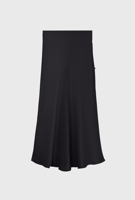Silk Laundry Long Bias Cut Skirt (Black)