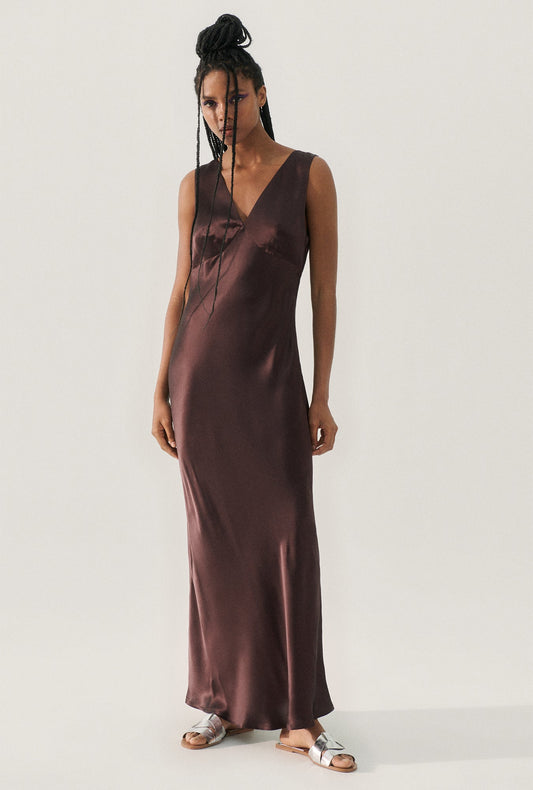 Image of Dresses. Productname: Stella Dress Cacao in Cacao colour by brand - Silk Laundry