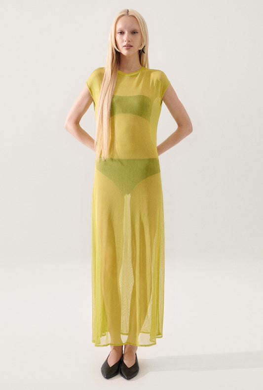 Image of Dresses. Product name - Silk Mesh Dress Absinthe in Absinthe colour by brand - Silk Laundry
