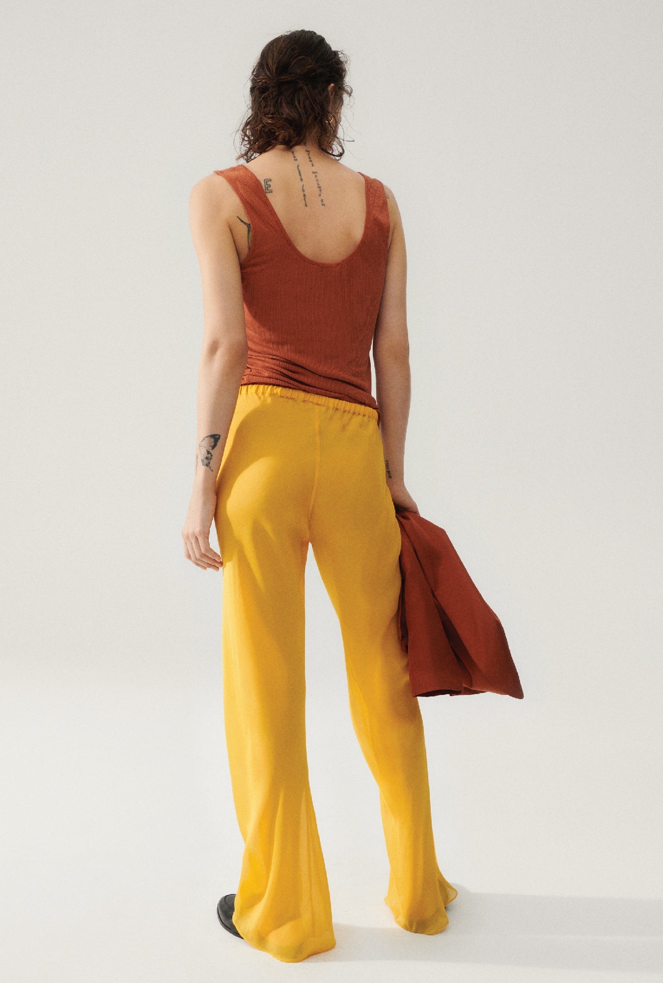 Silk Laundry Chiffon Bias Cut Pants (Goldfinch)