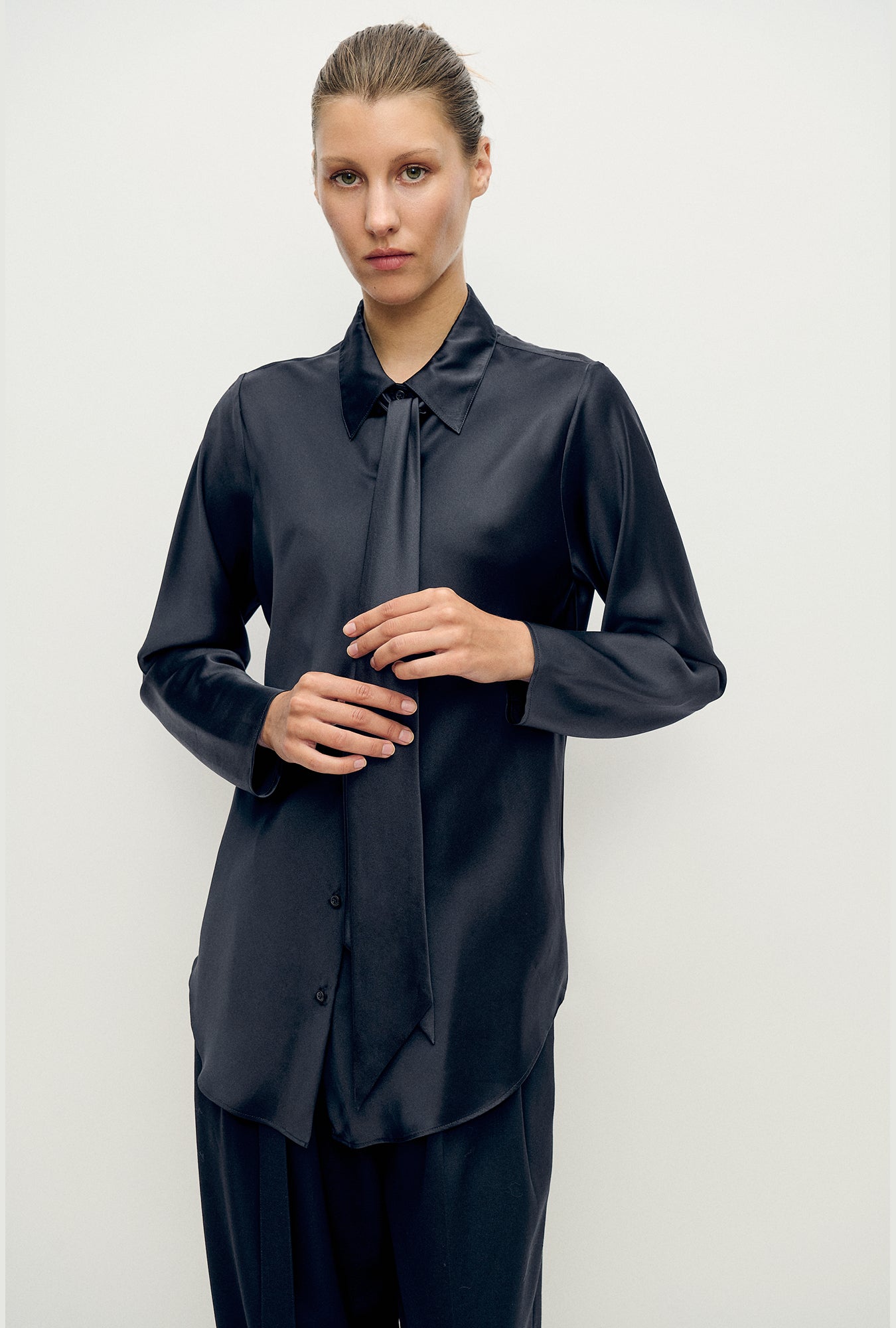 Silk Laundry Bias Cut Shirt (Black)
