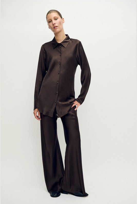 Image of Shirts. Product name - Bias Cut Shirt Mantis in Mantis colour by brand - Silk Laundry
