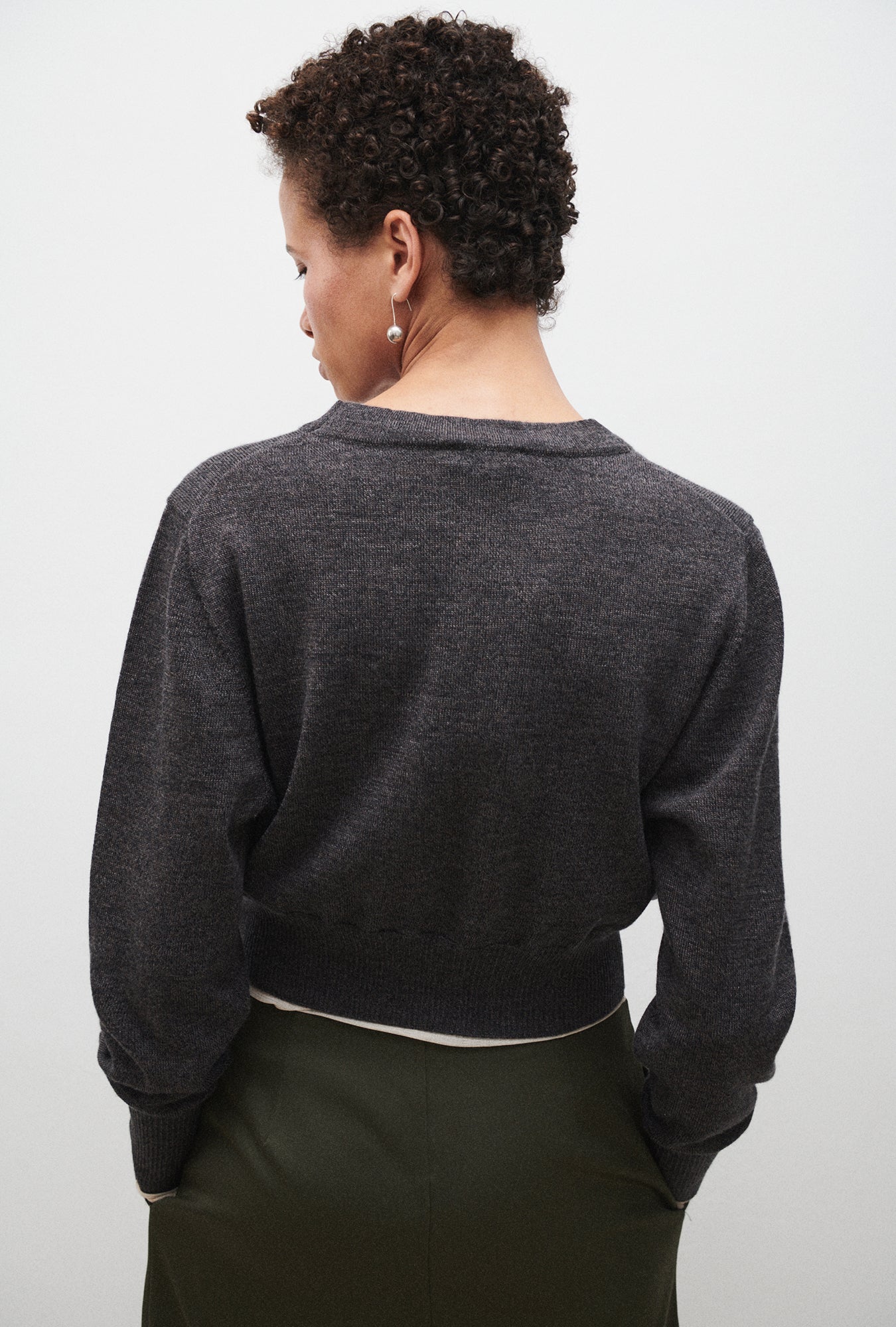 Silk Laundry Cropped Crewneck (Granite Melange)