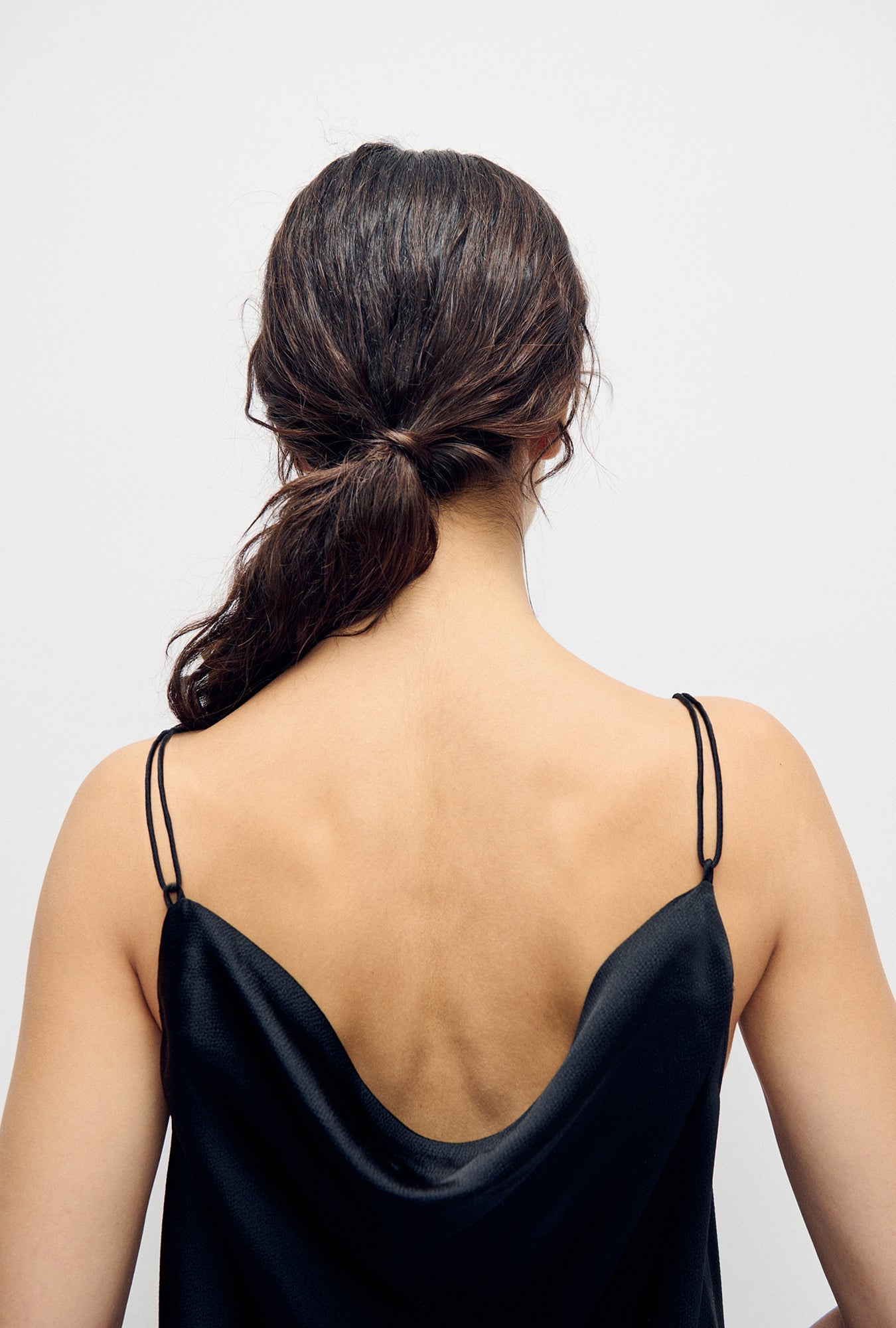 Silk Laundry Hammered Drape Cami (Black)