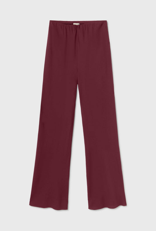Wool Silk Wide Legged Bias Cut Pants (Deadleaf)