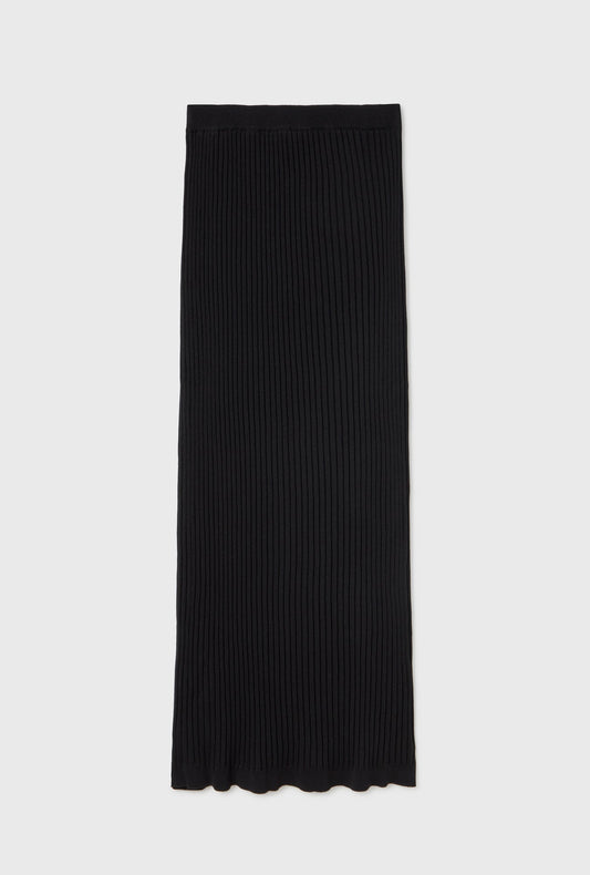 Silk Laundry Ribbed Straight Skirt (Black)