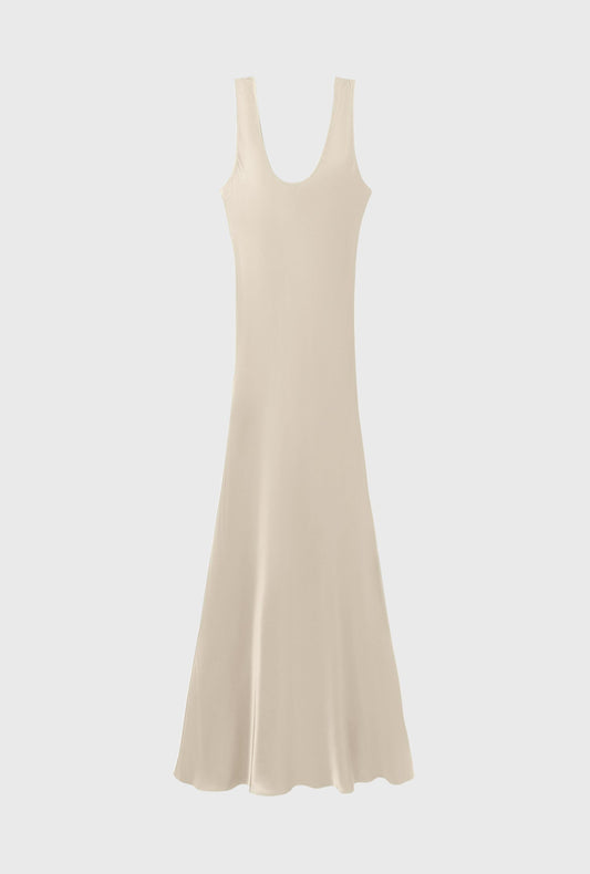 Silk Laundry Scoop Neck Dress (Hazelnut)
