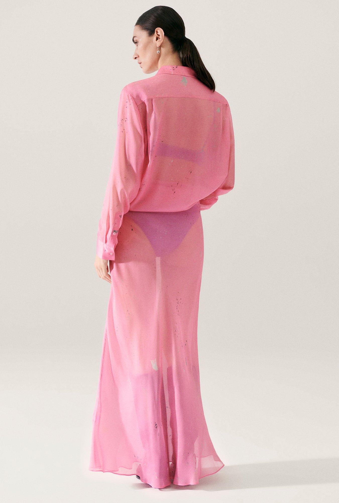 Silk Laundry Chiffon Long Bias Cut Skirt (Hog Wash)