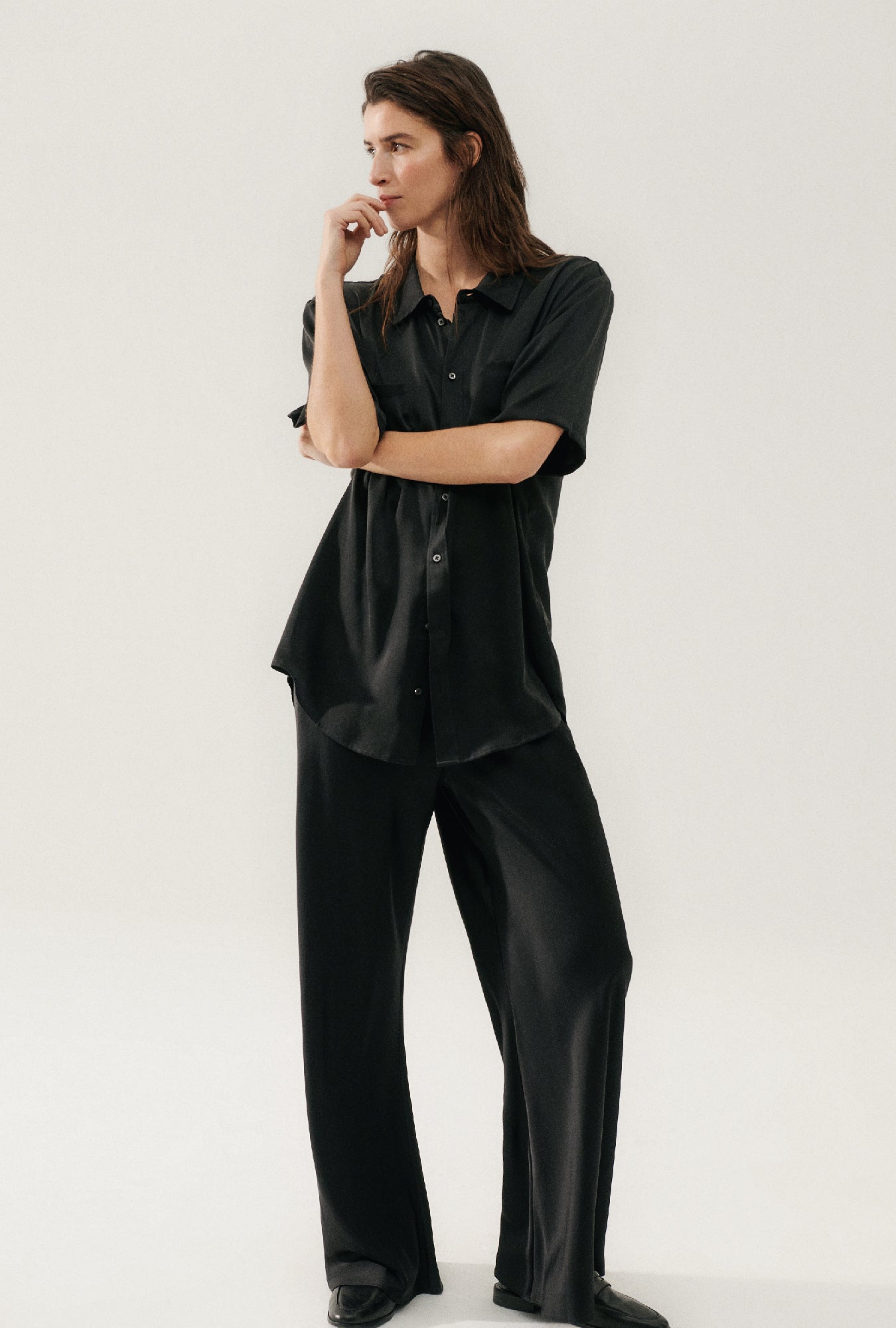 Silk Laundry Bias Cut Pants (Black)
