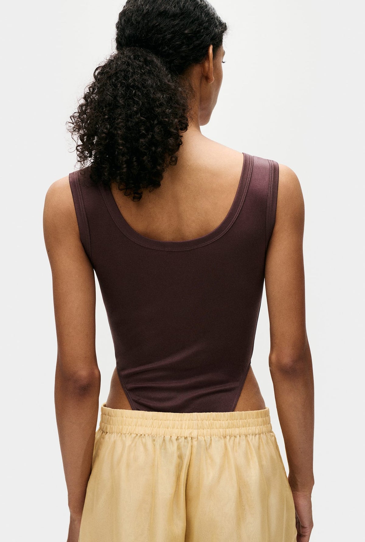 Silk Laundry Jersey Modal Cutaway Bodysuit (Cacao)