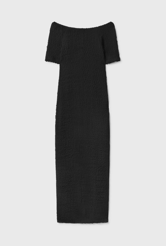 Silk Laundry Pebble Off The Shoulder Dress (Black)