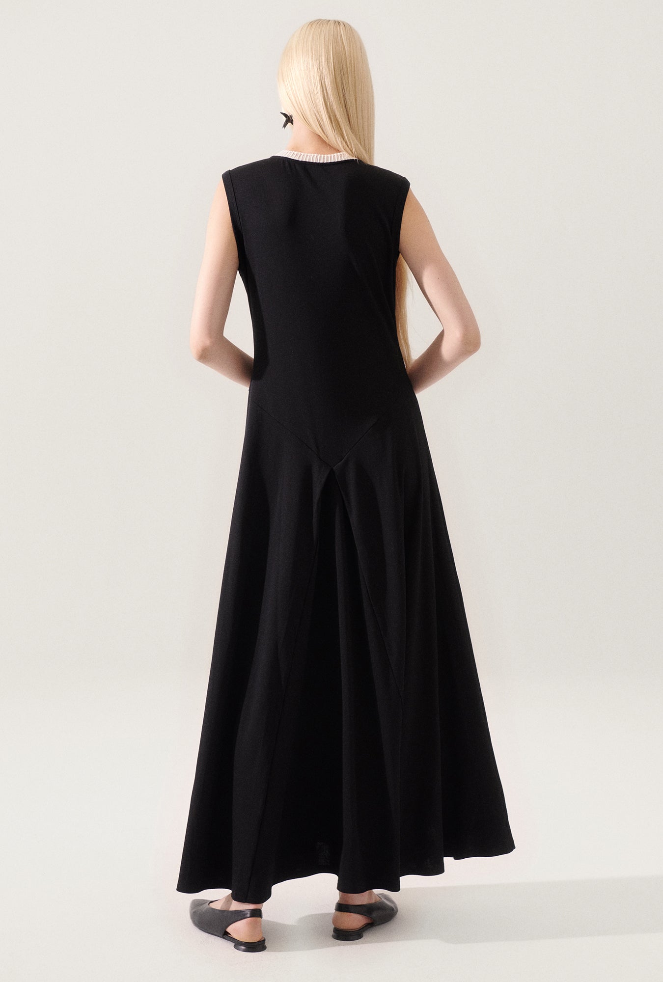 Silk Laundry Crochet Trim Dress (Black)